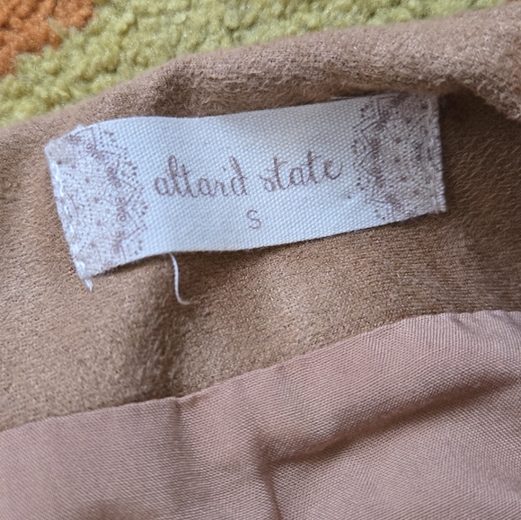 Altar'd State Skirt Womens Small Carmel Snaps Up Mini Faux Suede - Picture 4 of 5